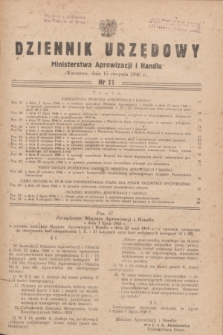 Dziennik Urzędowy Ministerstwa Aprowizacji i Handlu.1946, nr 11 (15 sierpnia)