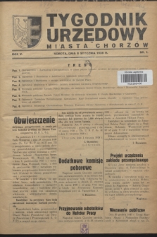 Tygodnik Urzędowy Miasta Chorzów.R.5, nr 1 (8 stycznia 1938)