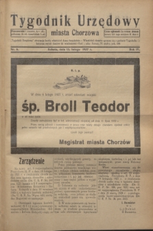 Tygodnik Urzędowy miasta Chorzowa.R.4, nr 6 (13 lutego 1937)