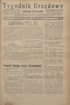 Tygodnik Urzędowy miasta Chorzów.R.4, nr 42 (6 listopada 1937)