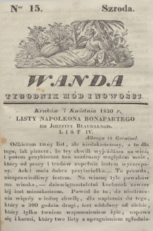 Wanda : tygodnik mód i nowości. 1830, nr 15