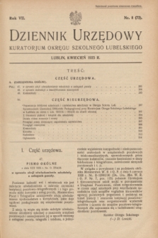 Dziennik Urzędowy Kuratorjum Okręgu Szkolnego Lubelskiego.R.7, nr 8 (kwiecień 1935) = nr 72