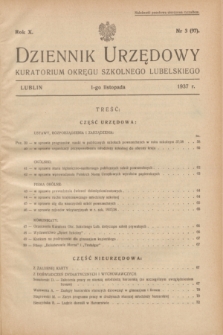 Dziennik Urzędowy Kuratorium Okręgu Szkolnego Lubelskiego.R.10, nr 3 (1 listopada 1937) = nr 97