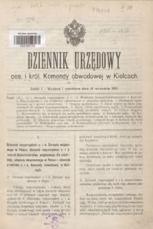 Dziennik Urzędowy ces. i król. Komendy obwodowej w Kielcach.1915, cz. 1 (15 września)