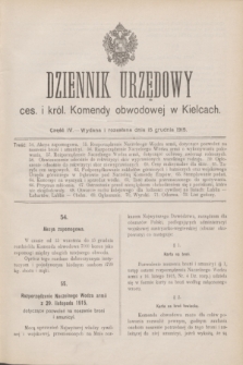 Dziennik Urzędowy ces. i król. Komendy obwodowej w Kielcach.1915, cz. 4 (15 grudnia)