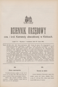 Dziennik Urzędowy ces. i król. Komendy obwodowej w Kielcach.1916, cz.11 (15 lipca)