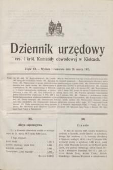Dziennik urzędowy ces. i król. Komendy obwodowej w Kielcach.1917, cz. 20 (28 marca)