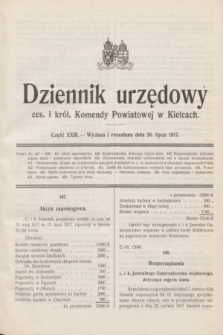 Dziennik urzędowy ces. i król. Komendy Powiatowej w Kielcach.1917, cz. 23 (26 lipca)