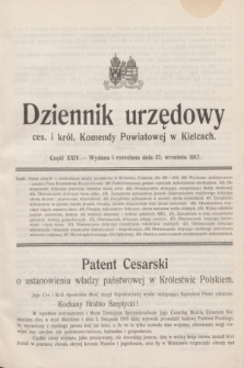 Dziennik urzędowy ces. i król. Komendy Powiatowej w Kielcach.1917, cz. 24 (27 września)