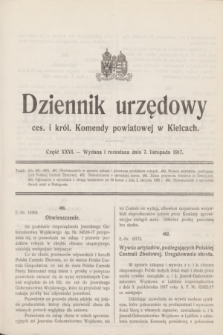 Dziennik urzędowy ces. i król. Komendy powiatowej w Kielcach.1917, cz. 26 (7 listopada)
