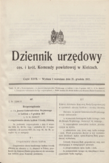 Dziennik urzędowy ces. i król. Komendy powiatowej w Kielcach.1917, cz. 27 (21 grudnia)