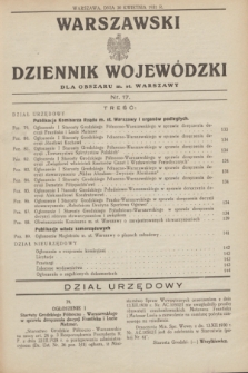Warszawski Dziennik Wojewódzki dla Obszaru m. st. Warszawy.1931, nr 17 (30 kwietnia)