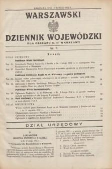 Warszawski Dziennik Wojewódzki dla Obszaru m. st. Warszawy.1932, nr 7 (18 lutego)