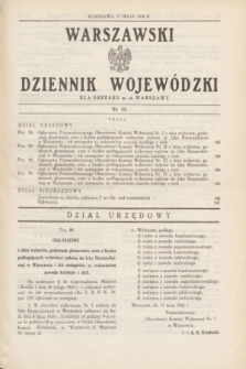 Warszawski Dziennik Wojewódzki dla Obszaru m. st. Warszawy.1934, nr 11 (17 maja)