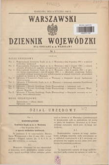 Warszawski Dziennik Wojewódzki dla Obszaru m. st. Warszawy.1938, nr 1 (8 stycznia)
