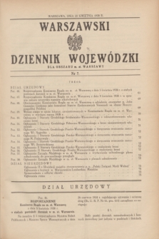 Warszawski Dziennik Wojewódzki dla Obszaru m. st. Warszawy.1938, nr 7 (25 kwietnia)