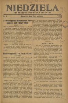 Niedziela : tygodniowy dodatek bezpłatny.1928, nr 1 (1 stycznia)