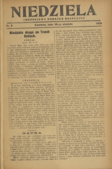 Niedziela : tygodniowy dodatek bezpłatny.1928, nr 3 (15 stycznia)