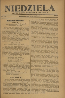 Niedziela : tygodniowy dodatek bezpłatny.1928, nr 14 (1 kwietnia)