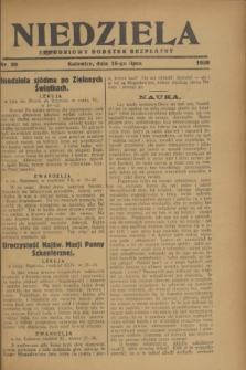 Niedziela : tygodniowy dodatek bezpłatny.1928, nr 29 (15 lipca)