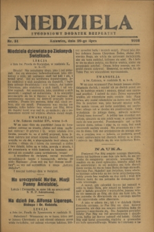 Niedziela : tygodniowy dodatek bezpłatny.1928, nr 31 (29 lipca)