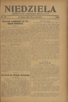 Niedziela : tygodniowy dodatek bezpłatny.1928, nr 39 (23 września)
