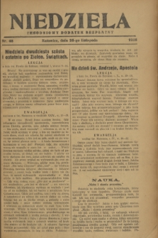 Niedziela : tygodniowy dodatek bezpłatny.1928, nr 48 (25 listopada)