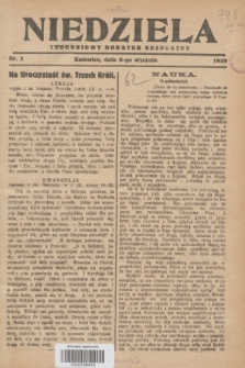 Niedziela : tygodniowy dodatek bezpłatny.1929, nr 1 (6 stycznia)