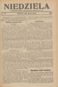 Niedziela : tygodniowy dodatek bezpłatny.1930, nr 13 (30 marca)