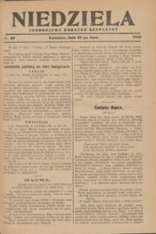 Niedziela : tygodniowy dodatek bezpłatny.1930, nr 29 (27 lipca)