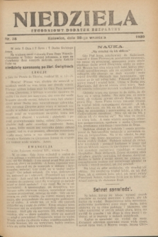 Niedziela : tygodniowy dodatek bezpłatny.1930, nr 38 (28 września)