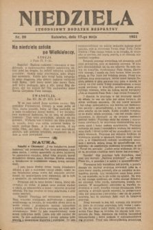 Niedziela : tygodniowy dodatek bezpłatny.1931, nr 20 (17 maja)