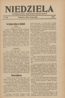 Niedziela : tygodniowy dodatek bezpłatny.1931, nr 28 (12 lipca)