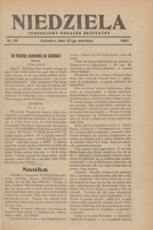 Niedziela : tygodniowy dodatek bezpłatny.1931, nr 39 (27 września)