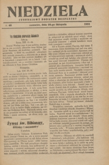 Niedziela : tygodniowy dodatek bezpłatny.1931, nr 48 (29 listopada)