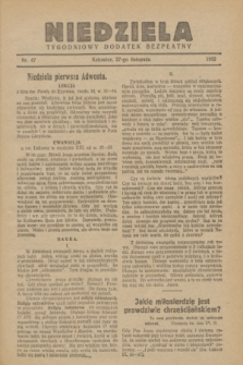 Niedziela : tygodniowy dodatek bezpłatny.1932, nr 47 (27 listopada)