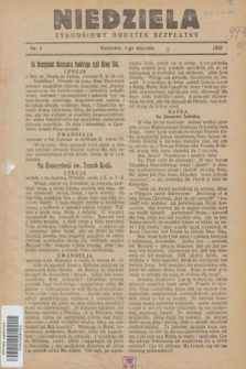 Niedziela : tygodniowy dodatek bezpłatny.1933, nr 1 (1 stycznia)