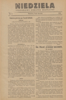 Niedziela : tygodniowy dodatek bezpłatny.1933, nr 2 (8 stycznia)