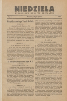 Niedziela : tygodniowy dodatek bezpłatny.1933, nr 5 (29 stycznia)