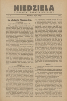 Niedziela : tygodniowy dodatek bezpłatny.1933, nr 8 (19 lutego)