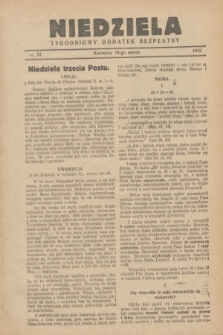 Niedziela : tygodniowy dodatek bezpłatny.1933, nr 12 (19 marca)