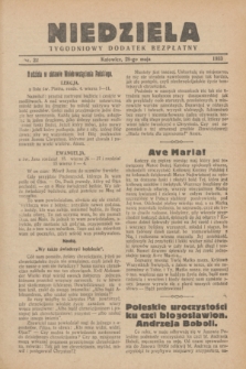 Niedziela : tygodniowy dodatek bezpłatny.1933, nr 22 (28 maja)