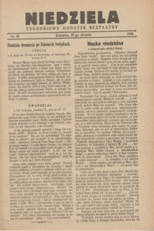 Niedziela : tygodniowy dodatek bezpłatny.1933, nr 35 (27 sierpnia)