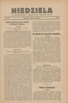 Niedziela : tygodniowy dodatek bezpłatny.1933, nr 48 (26 listopada)