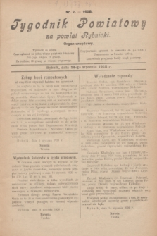 Tygodnik Powiatowy na powiat Rybnicki : organ urzędowy.1928, nr 2 (14 stycznia)