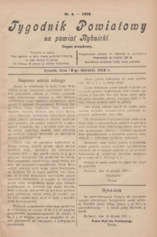 Tygodnik Powiatowy na powiat Rybnicki : organ urzędowy.1928, nr 4 (8 stycznia)