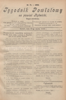 Tygodnik Powiatowy na powiat Rybnicki : organ urzędowy.1928, nr 11 (17 marca)