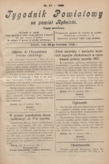 Tygodnik Powiatowy na powiat Rybnicki : organ urzędowy.1928, nr 17 (28 kwietnia)