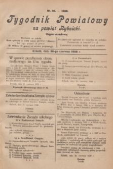 Tygodnik Powiatowy na powiat Rybnicki : organ urzędowy.1928, nr 26 (30 czerwca)