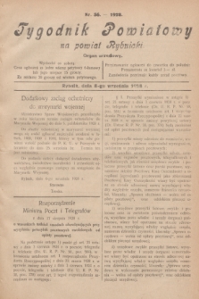 Tygodnik Powiatowy na powiat Rybnicki : organ urzędowy.1928, nr 36 (8 września)